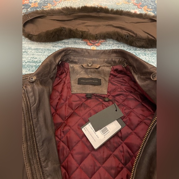 Brown Leather Bomber Jacket - Picture 10 of 11